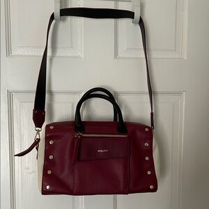 Perlina Burgundy and Cream Shoulder Bag